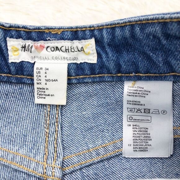 H&M x Coachella High Rise Rose Embroidered Jean Shorts 4 - Picture 6 of 7